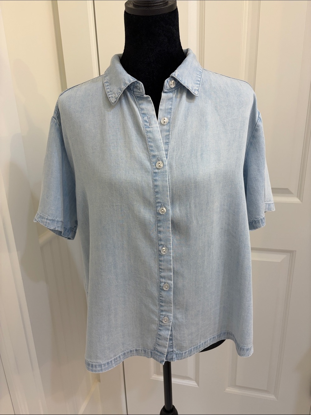 Light Wash Denim Button-Front Women's Shirt